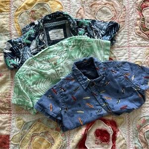 Tropical Kids Button Down Shirt Set - Blue, Green, Black